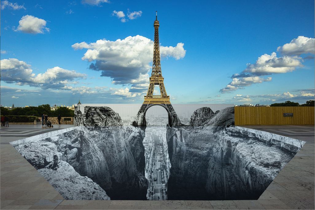 Trompe l'oeil, Les Falaises du Trocadéro, 25 mai 2021, Paris, France (JR 1-2), 2021